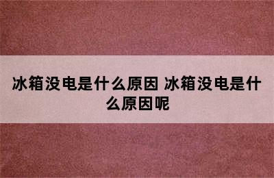 冰箱没电是什么原因 冰箱没电是什么原因呢